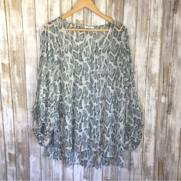 JODIFL Tops - Jodifl Sheer Snake Print Blouse
